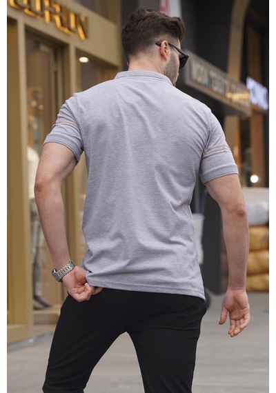 Madmext Gri Erkek Polo Yaka Tişört 6077-gri Gri