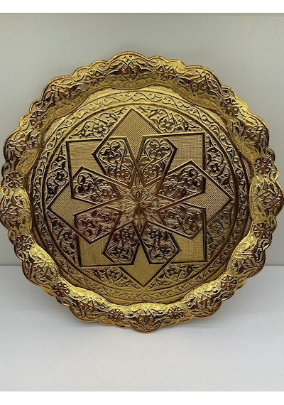 24cm Metal Tepsi Gümüş Ve Altın Renk 001
