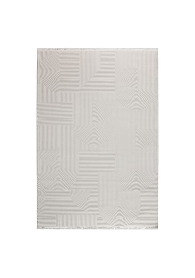 Minimalist Çizgili Ve Kabartmalı Krem Kemik Renk Halı