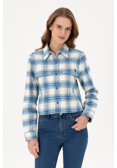 U.s. Polo Assn. Kadın Saks Gömlek Desenli 50291115-vr045 Saks
