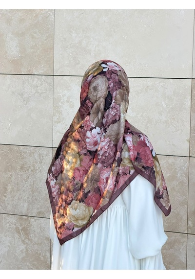 Qalortex Scarf Pamuklu Gonca Desen Eşarp - Gül Kurusu
