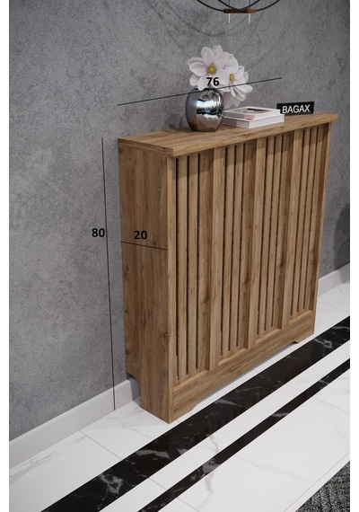 Dekoratif Petek Dolabı Kalorifer Peteği Kapatma Ünitesi Modern Tasarım İç Ölçü 76 Cm Dış Ölçü 80 Cm Petek 76 Çam D2
