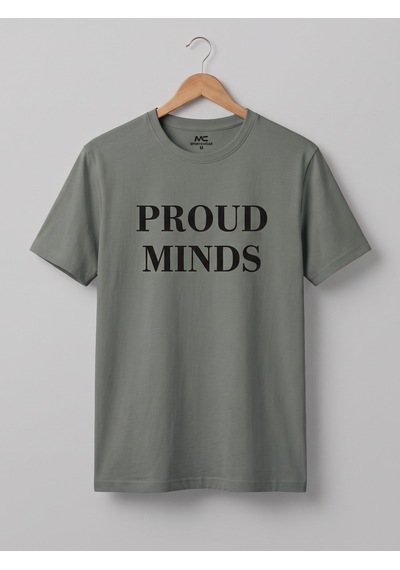 Maccali Erkek Haki Proud Minds Baskılı Bisiklet Yaka Bol Kesim Tişört