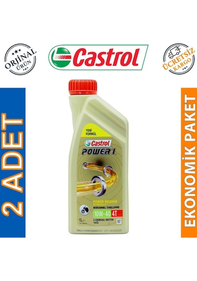 Castrol PoWer 1 4t 10W-40 1 L 4 Zamanlı Motosiklet Yağı (2 Adet)