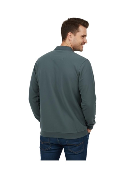 Dynamo Erkek Büyük Beden Polo Yaka Cepli Selanik Sweatshirt Bgl-st04925 Yeşil