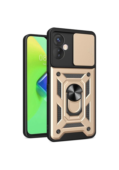 İnfinix Hot 30 4g Kılıf Pars Lens Yüzüklü Silikon - Gold Altın