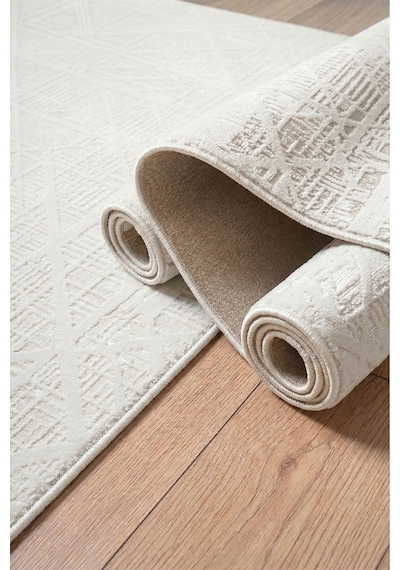 Bambum Soft Düz Desen Modern Bambu Saten Halı Kaymaz Taban Yıkanabilir Salon Mutfak Halısı 1002 Bej