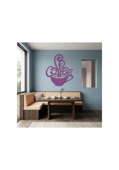 Coffee Metal Duvar Tablosu - Duvar Dekoru - Mor - 62 X 75 Cm