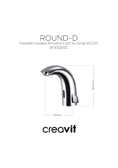 Creavit Fotoselli Lavabo Armatürü Çift Su Girişli Ac/dc Bt.es2210