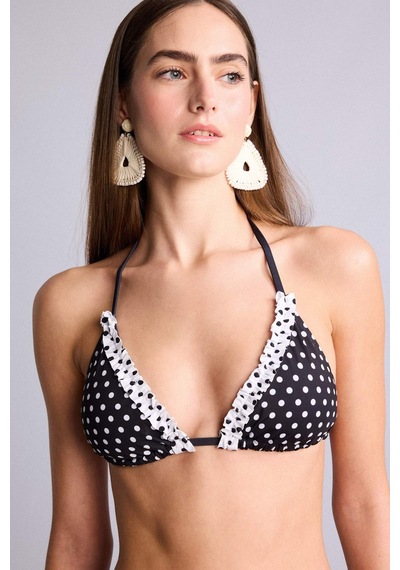 Defacto Regular Fıt Puantiyeli Siyah Bikini Üstü G4000ax26smbk81 Siyah-bk81