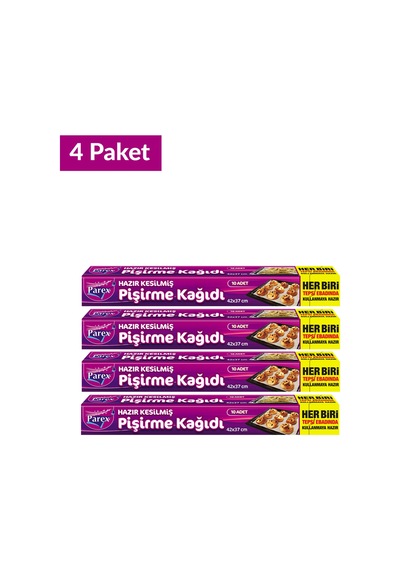 Hazır Kesilmiş Pişirme Kağıdı 10 Lu 42 X 37 Cm 4 Paket