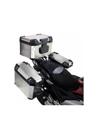Gp Kompozit Universal 75+40+40 Lt Alüminyum Motosiklet Çanta Seti Gri