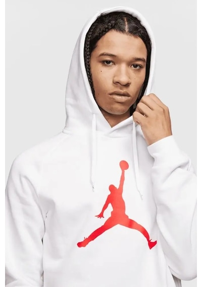 Nike Mens Jordan Jumpman Logo Hoodie Erkek Şardonlu Kapüşonlu Sweatshirt Beyaz