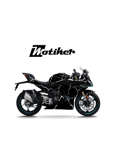 Cfmoto 450sr Kaplama Motosiklet Sticker Etiket Modeli Şimşek Desen Beyaz