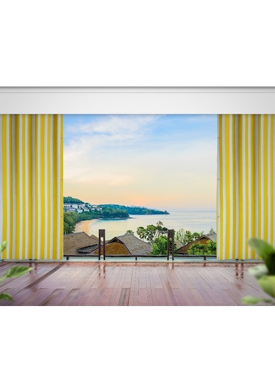 Balkon Perdesi, Balkon Brandası, Korniş Düğmeli, Bağcıklı Hazır.