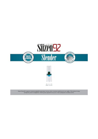 Süzen92 Sigara Ağızlığı Filtresi Slender 3'lü Set
