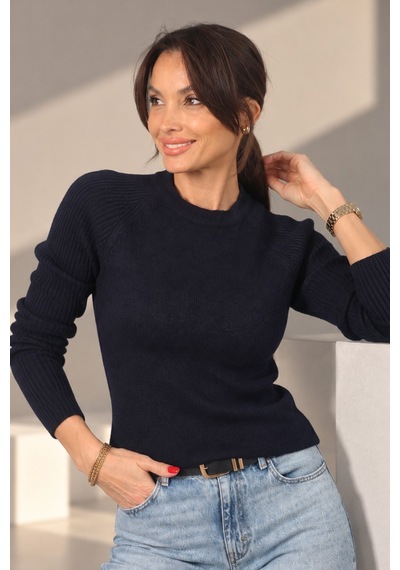 By Saygı Kadın Reglan Kollu Triko Bluz Lacivert