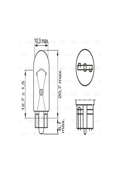 1987302929 Ampül Eco [12v] W5w Büyük Dipsiz Gösterge W2.1x9.5d (1