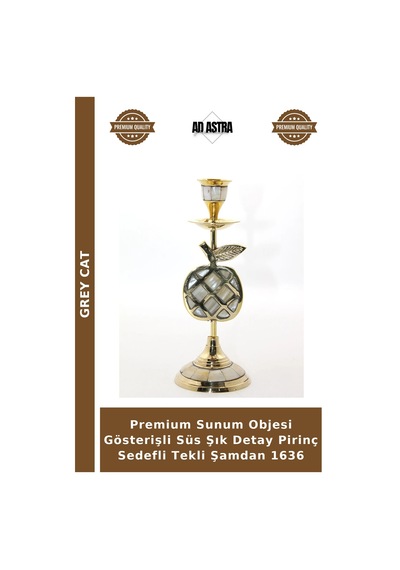 Premium Sunum Objesi Gösterişli Süs Şık Detay Pirinç Sedefli Tekli Şamdan 1636 Çok Renkli