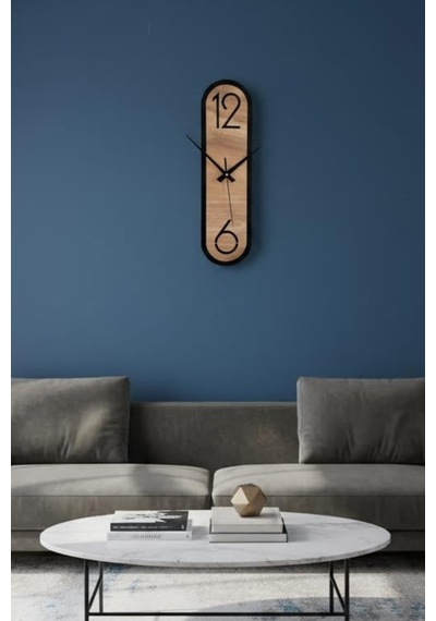 Dekoratif Ahşap Dikey Duvar Saati Modern Minimalist Sessiz Mekanizmalı Salon Ofis 18x50cm