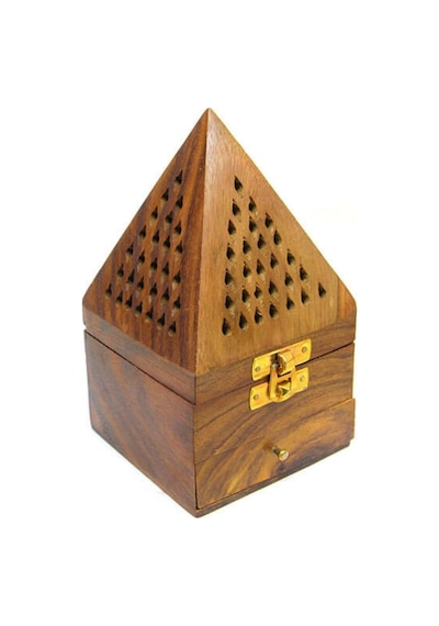 Konik Tütsü Yakma Kutusu Ahşap Piramit 16cm