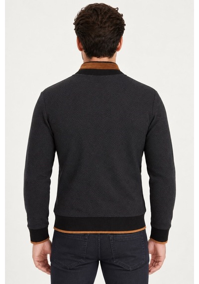 9021 Dewberry Erkek Sweatshırt-balıksırtı Antrasit-2