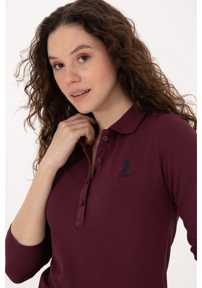 U.S. Polo Assn. Kadın Bordo Basic Polo Yaka Sweatshirt 50317627-VR177