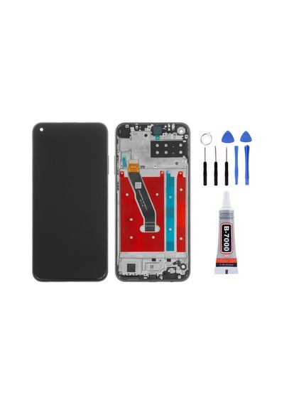 Huawei P40 Lite E Çıtalı Siyah Uyumlu Lcd Ekran Dokunmatik Tamir Seti Yapıştırcı Set Yedcom