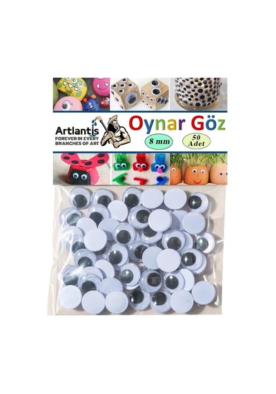 Oynar Göz Siyah 8 Mm 50 Li 1 Paket Oynayan Göz 8mm Hobi Tasarım Anasınıfı Kreş Etkinlik Elişi Genel