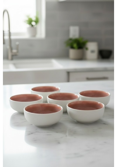 12'li Coupe Shape Rosa Bal Kasesi 7 Cm Şık Ve Modern Porselen Sunum Kasesi Krem