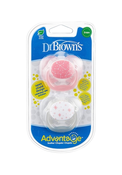 Dr. Brown's Advantage Yalancı Emzik - 1. Evre, Pembe, İkili Paket
