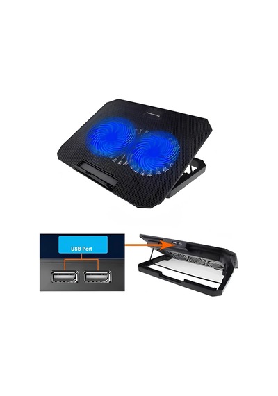 Hubrendy  Laptop Soğutucu Stand Çift Fanlı 17 İnç Uyumlu Ayarlanabilir Notebook Altlığı