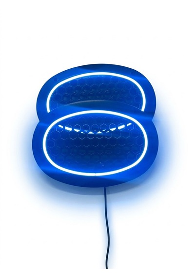 Oval Buz Mavisi Ledli Hoparlör Kapağı