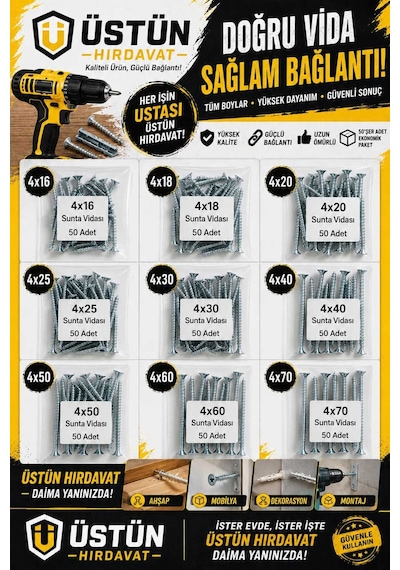 450pcs Vida Seti 4x16 - 4x70mm Diğer