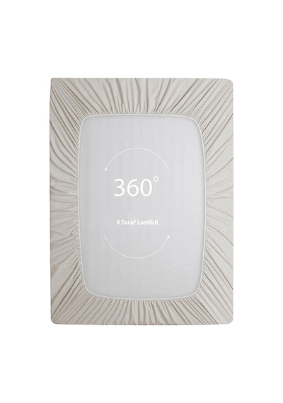 Soley Jersey %100 Pamuk Çift Kişilik 160 X 200 Lastikli Çarşaf Ekru