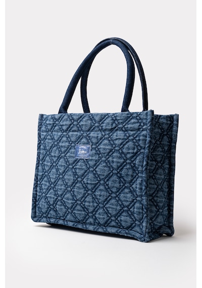 İcone Bag Kapitone Desenli Denim Kadın Çanta, Kot Kadın Çanta, El, Kol Ve Omuz Kadın Çantası Yıkamalı Kot Kot Lacivert