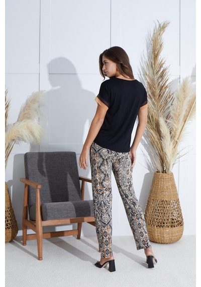 Sevim Kadın Kısa Kol Siyah Pijama Takım C7t7n651 001