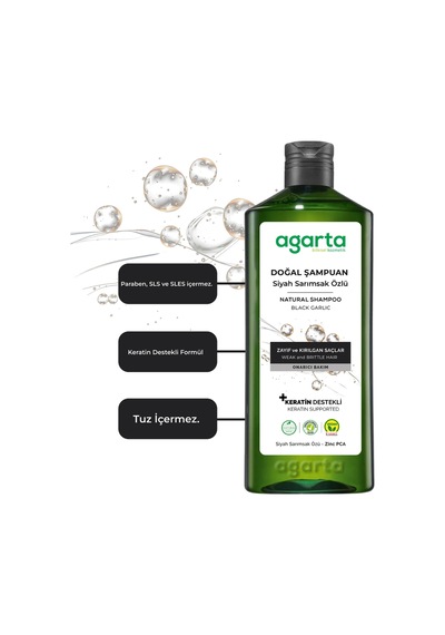 Agarta Doğal Saç Dökülmesine Karşı Siyah Sarımsaklı Şampuan 400 Ml