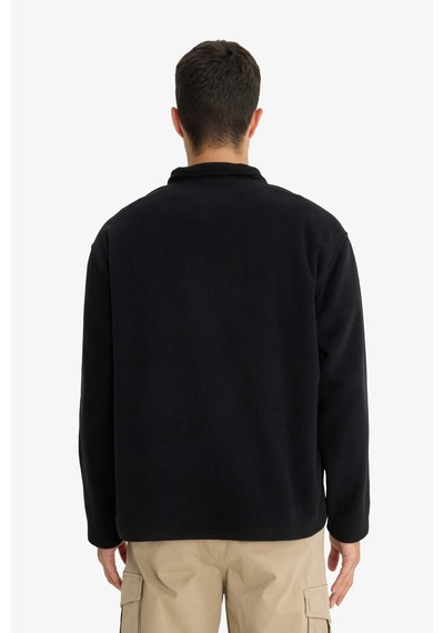 Defacto Relax Fit Yarım Fermuarlı Polar Sweatshirt F0448ax25aubk81 Siyah-bk81