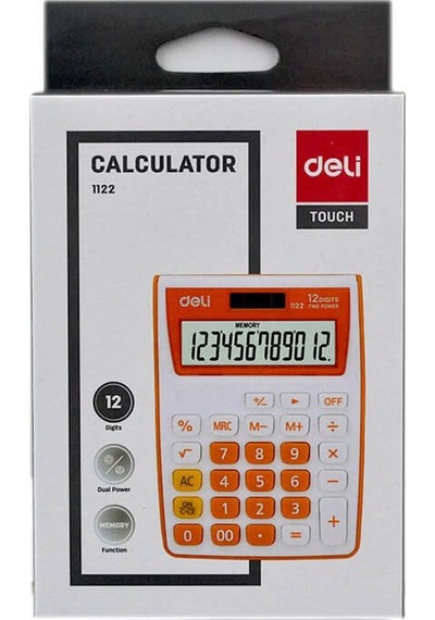 Deli 1122 Turuncu Hesap Makinesi 12 Hane -Turuncu Renkli