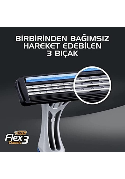 Bıc 3 Erkek Tıraş Bıçağı 6&apos Lı Blister 3 Bıçak , Birbirinden Bağımsız Hareket Edebilen 3 Bıçak, Oynar Başlık, Aloe İle Zenginleştirilmiş Kayganlaştırıcı Jel Şerit