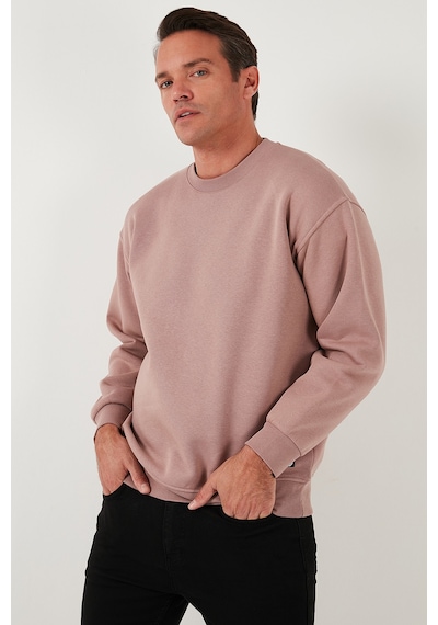 Buratti Regular Fit Bisiklet Yaka Pamuklu Içi Tüylü Yumuşak Şardonlu Erkek Sweat 5905255 Gül
