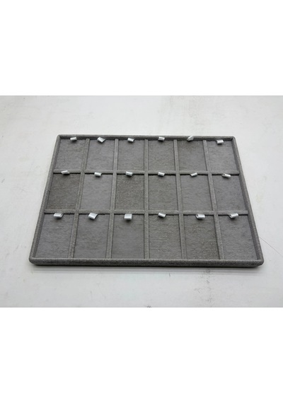 Süet Kumaş Koyu Gri 34-24 Cm Ayaklı 18 Pedli Kolye Tabla Standı