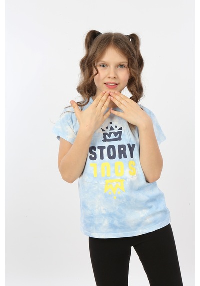 Toontoy Kids Toontoy Kız Çocuk Story Soul Baskılı Tişört Mavi