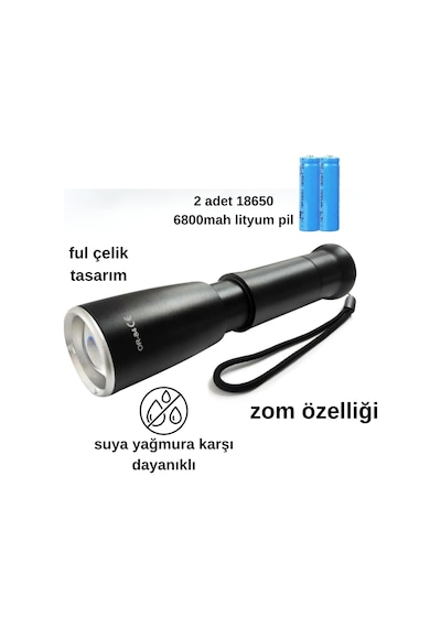 Lityum Pilli Enerji Tasaruflu Full Metal Tasarım Yağmur Suyu Geçirmez Çok Renkli