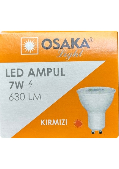 6 Adet Osaka 7w Kırmızı Işık Gu10 Duylu Kalın Duy Led Çanak Ampul