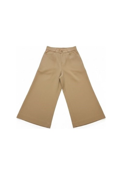 Zekids Kız Çocuk Bol Paça Modal Kumaş Tasarım Pantolon-17149 Bej