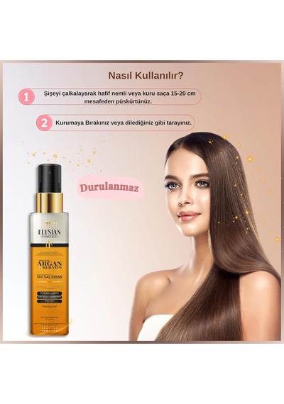 Organik Argan & Keratin Sıvı Saç Kremi Durulanmayan, Dökülme Karşıtı, Onarıcı Ve Dolgunlaştırıcı Bakım Spreyi 150 Ml