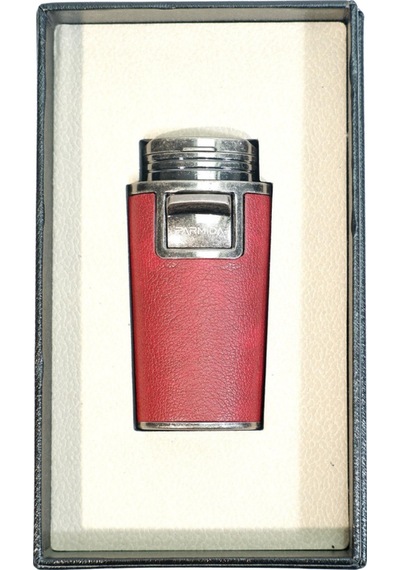 Parmida Çift Torch Pürmüz Delicili Gövdesi Deri Kırmızı Gunmetal Puro Çakmağı - Tr9615