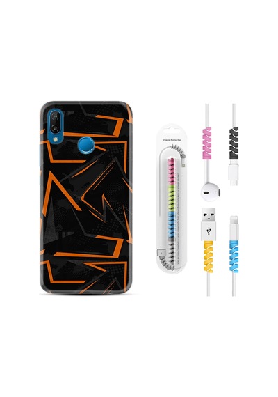 Huawei P20 Lite Kılıf Kablo Koruyuculu Zigzaglar 1651